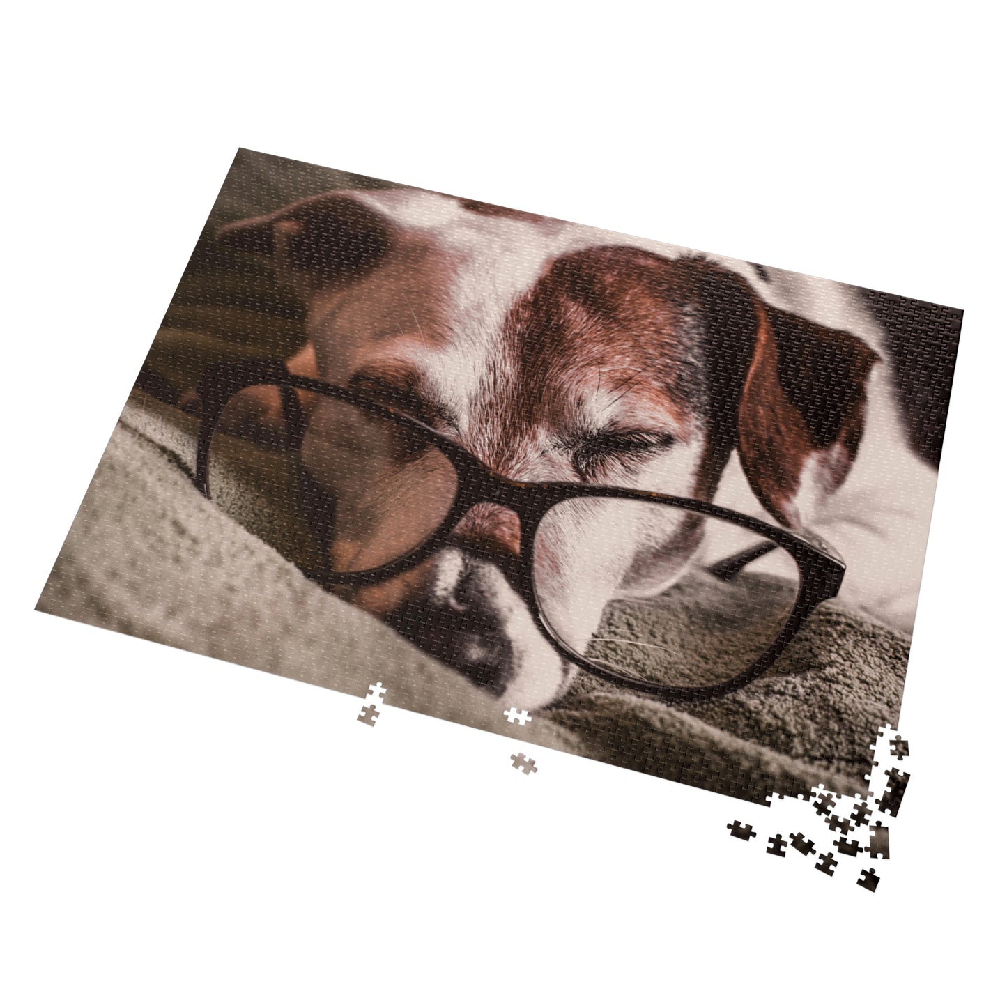 Sleepy Reader Dog Jigsaw Puzzle – Unique Gift for Book Lovers