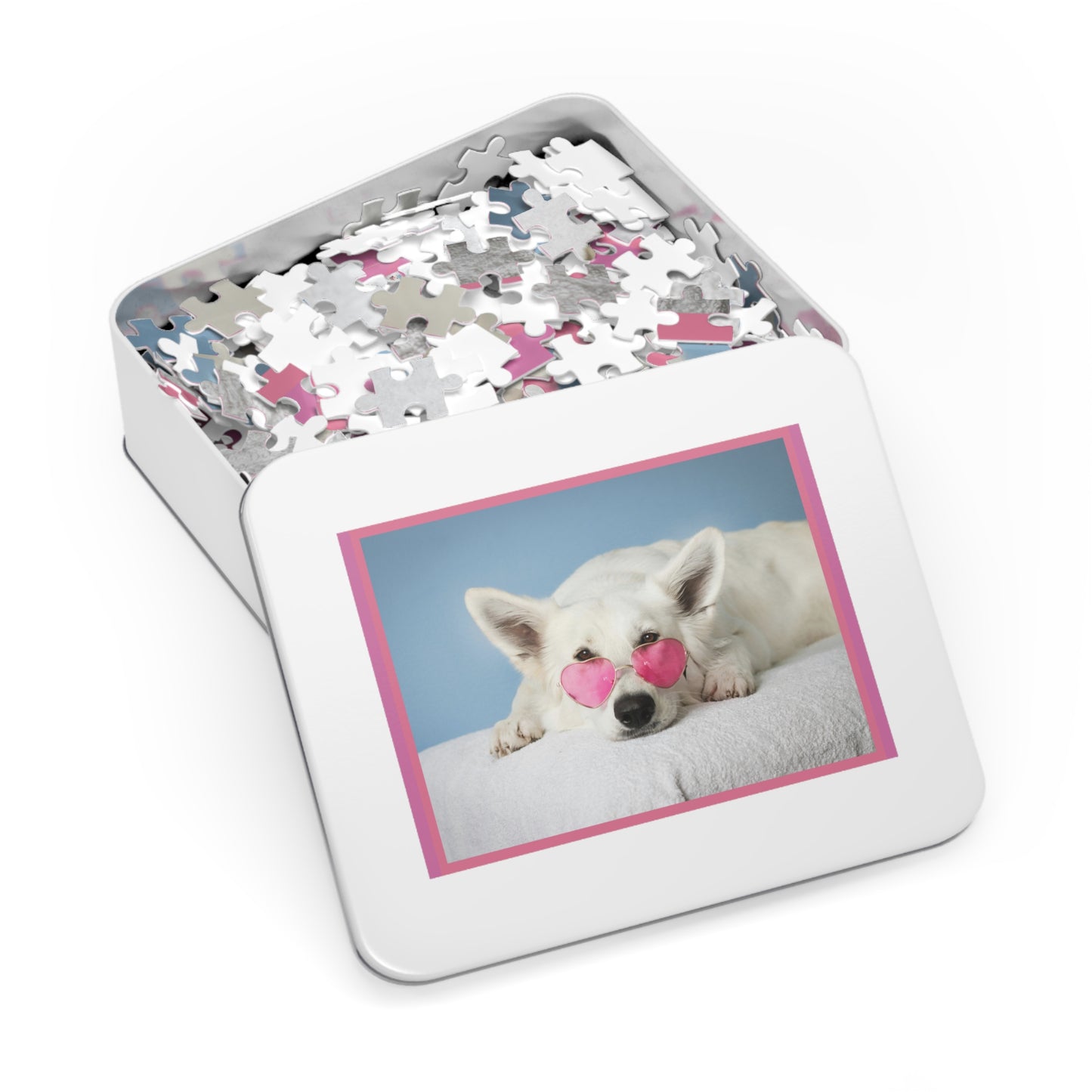 Dog with Pink Glasses Jigsaw Puzzle - Perfect Gift!