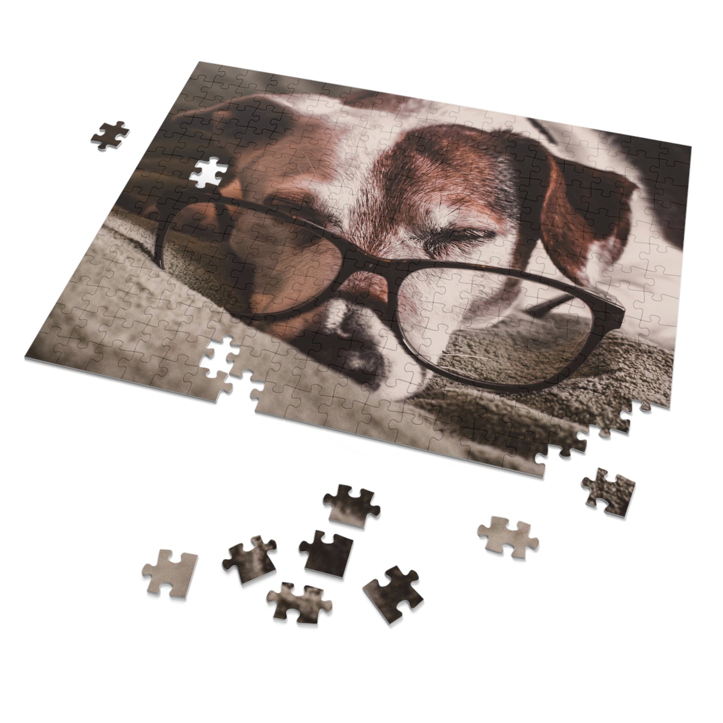 Sleepy Reader Dog Jigsaw Puzzle – Unique Gift for Book Lovers