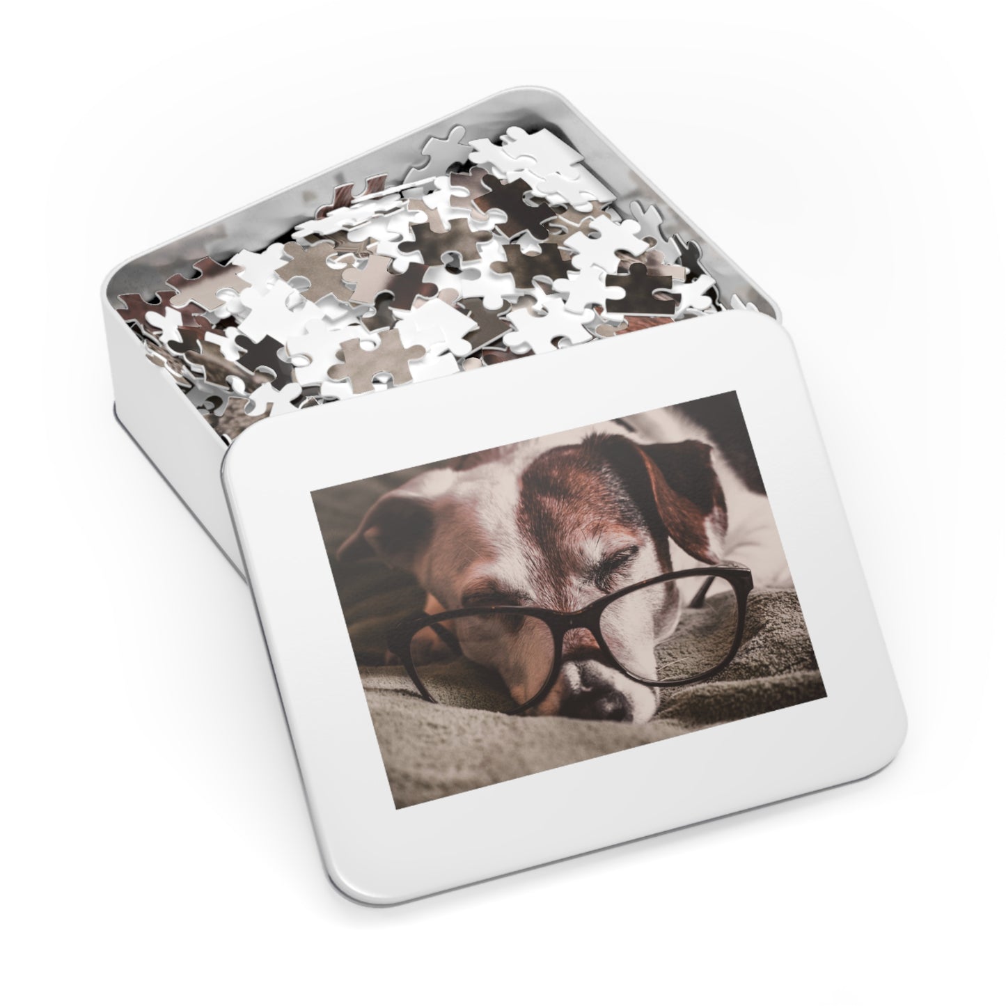 Sleepy Reader Dog Jigsaw Puzzle – Unique Gift for Book Lovers