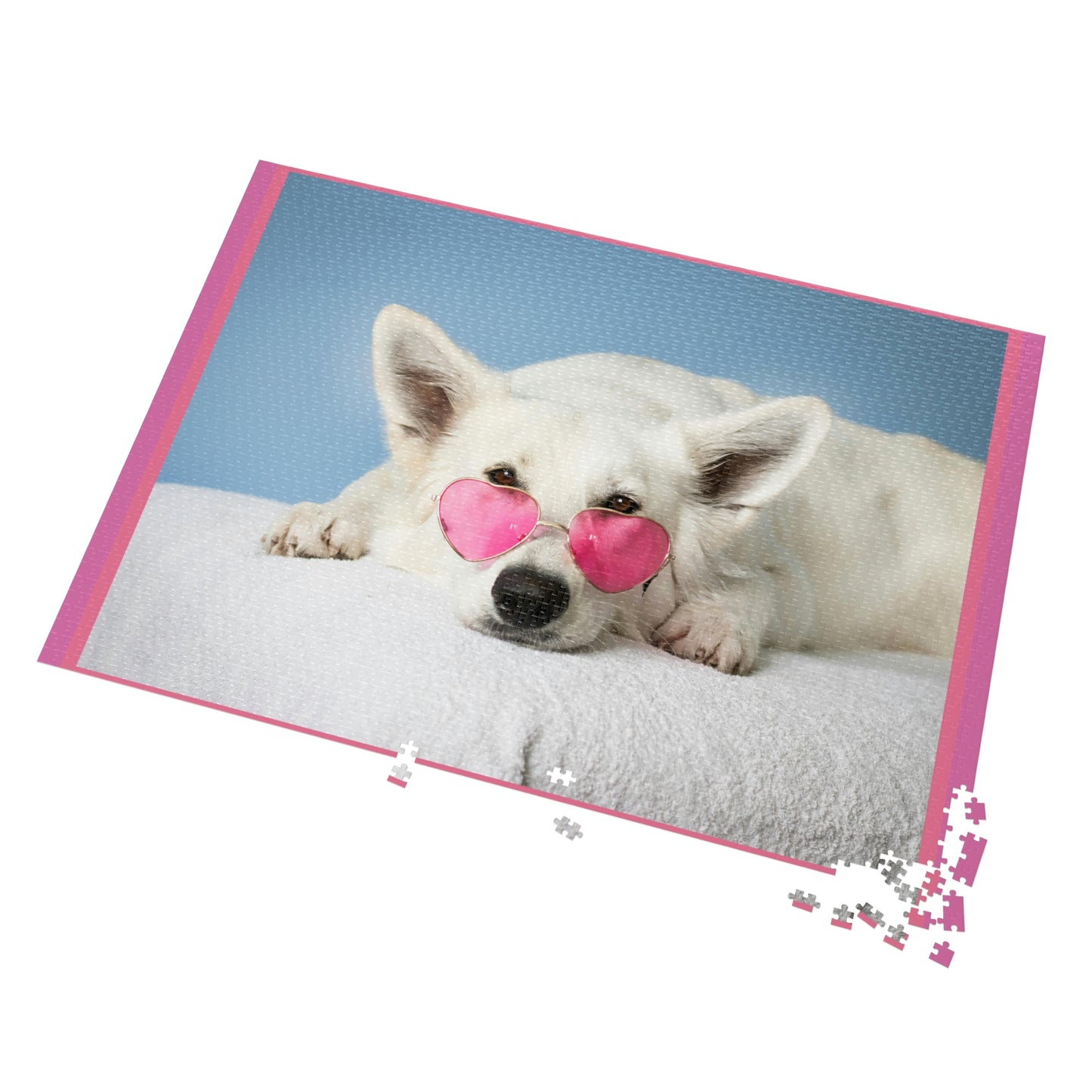 Dog with Pink Glasses Jigsaw Puzzle - Perfect Gift!