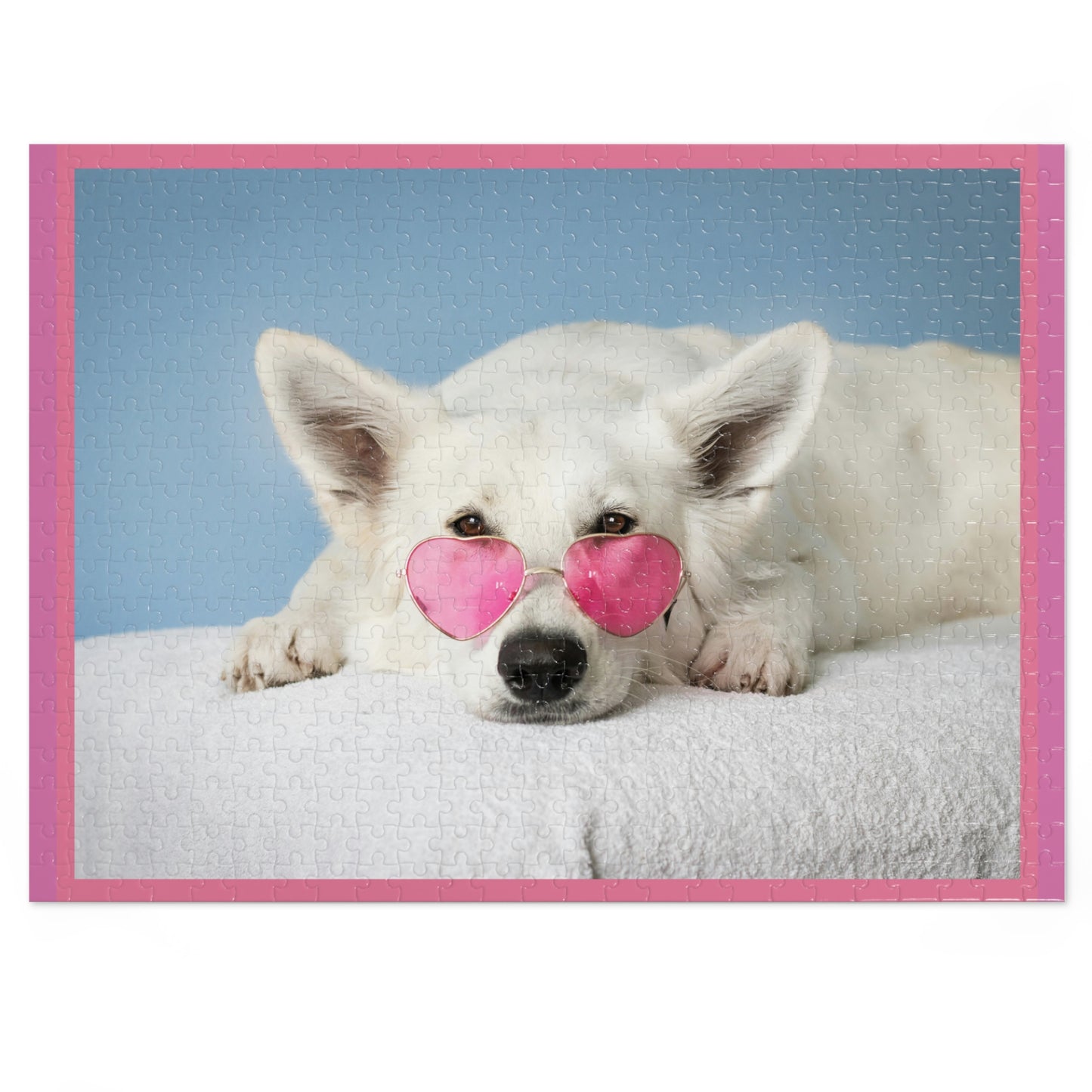 Dog with Pink Glasses Jigsaw Puzzle - Perfect Gift!