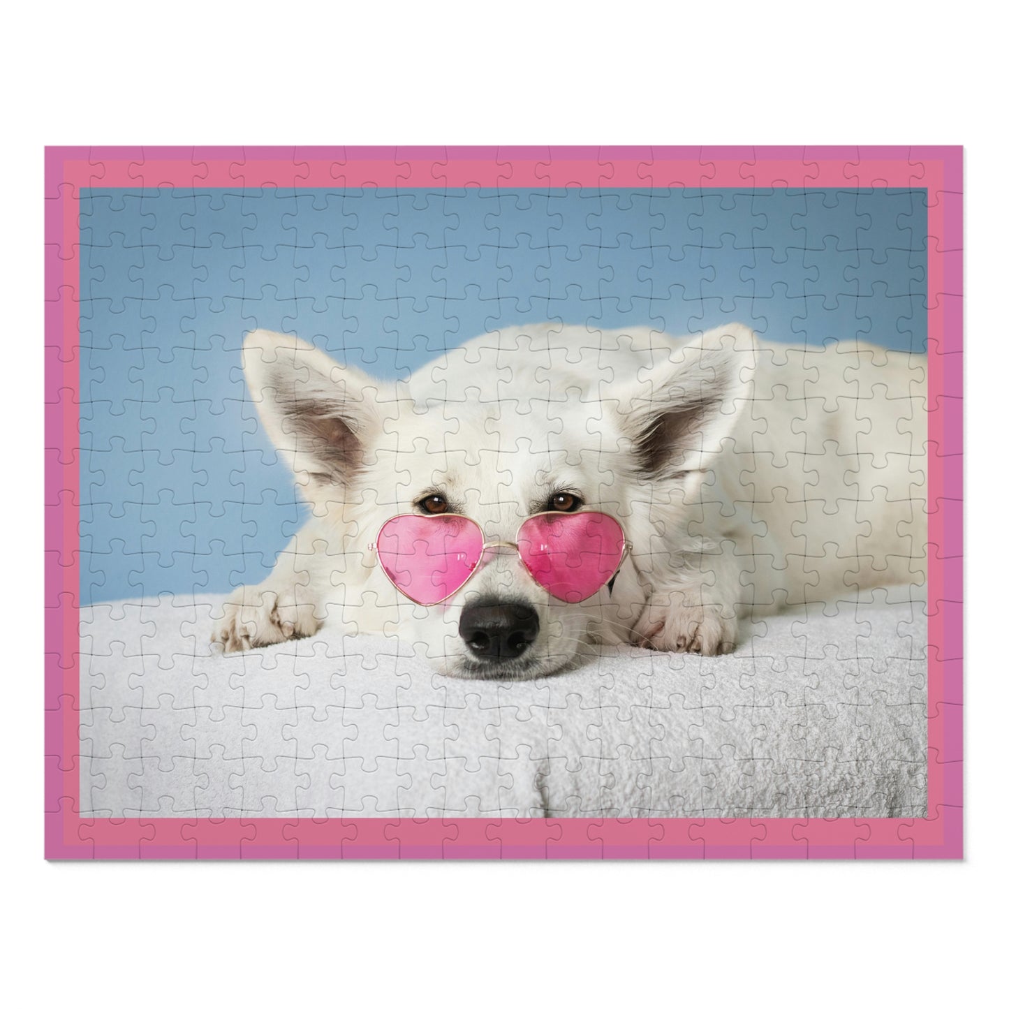 Dog with Pink Glasses Jigsaw Puzzle - Perfect Gift!