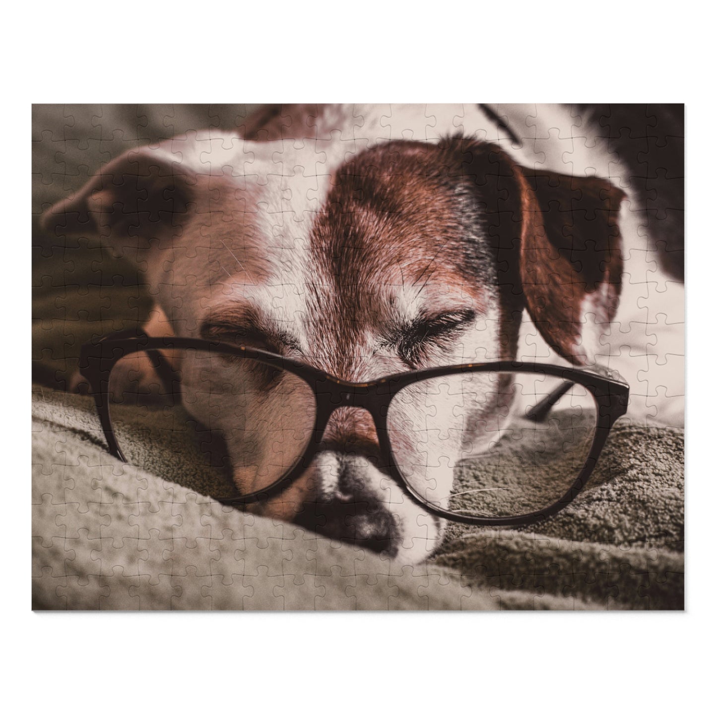 Sleepy Reader Dog Jigsaw Puzzle – Unique Gift for Book Lovers