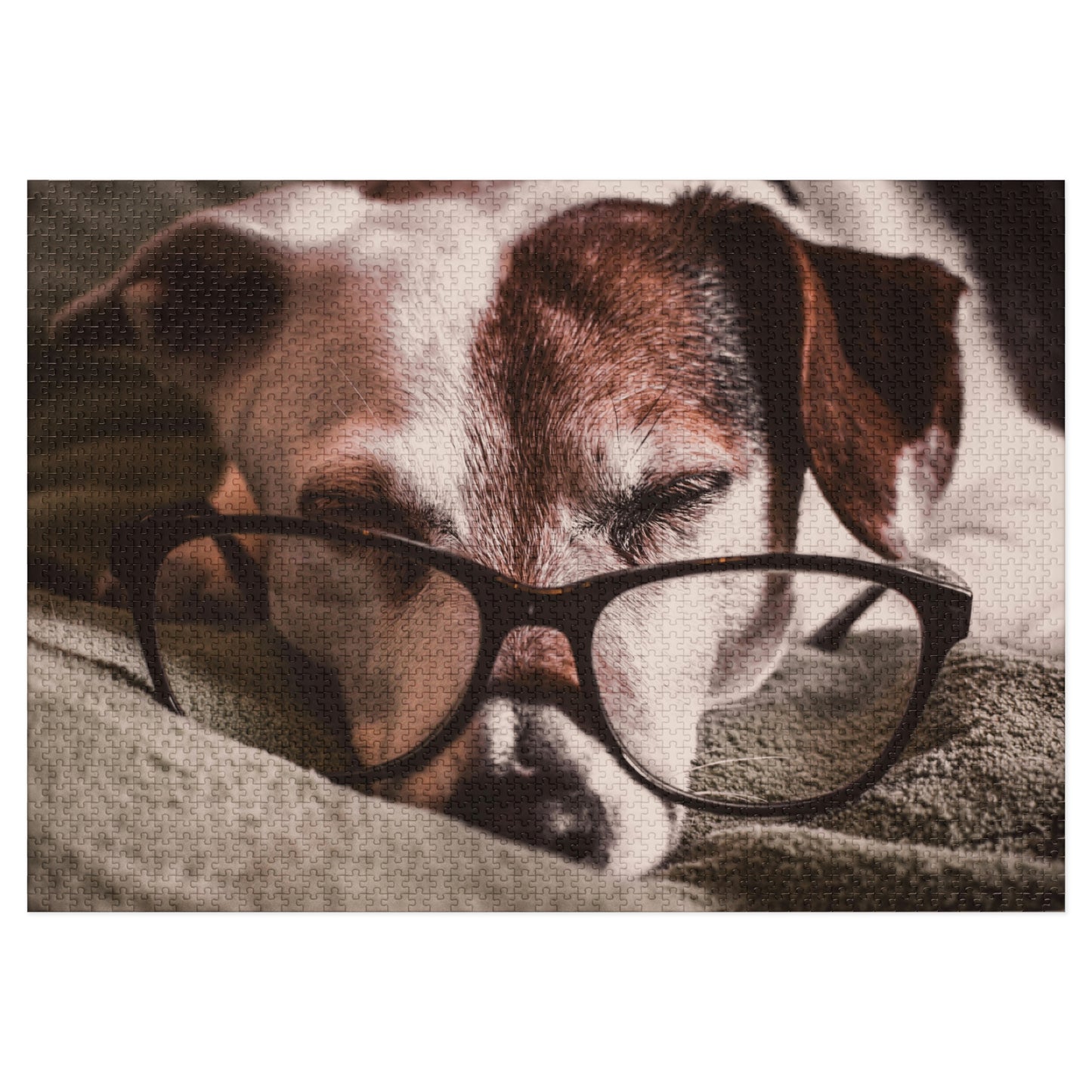 Sleepy Reader Dog Jigsaw Puzzle – Unique Gift for Book Lovers