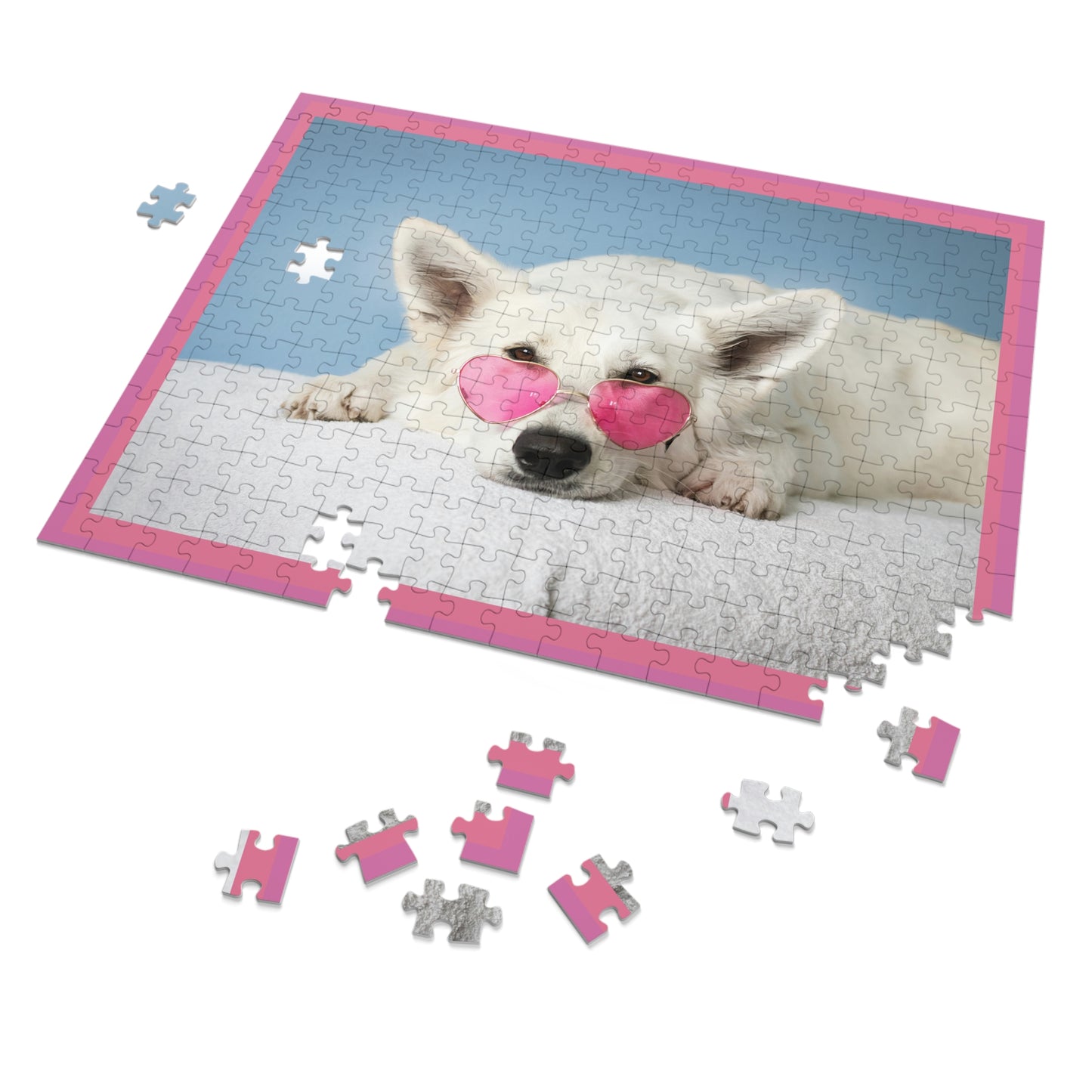 Dog with Pink Glasses Jigsaw Puzzle - Perfect Gift!