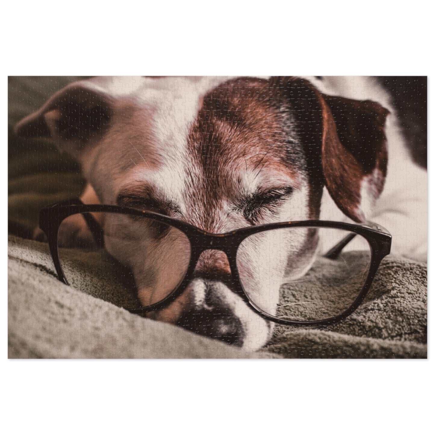Sleepy Reader Dog Jigsaw Puzzle – Unique Gift for Book Lovers