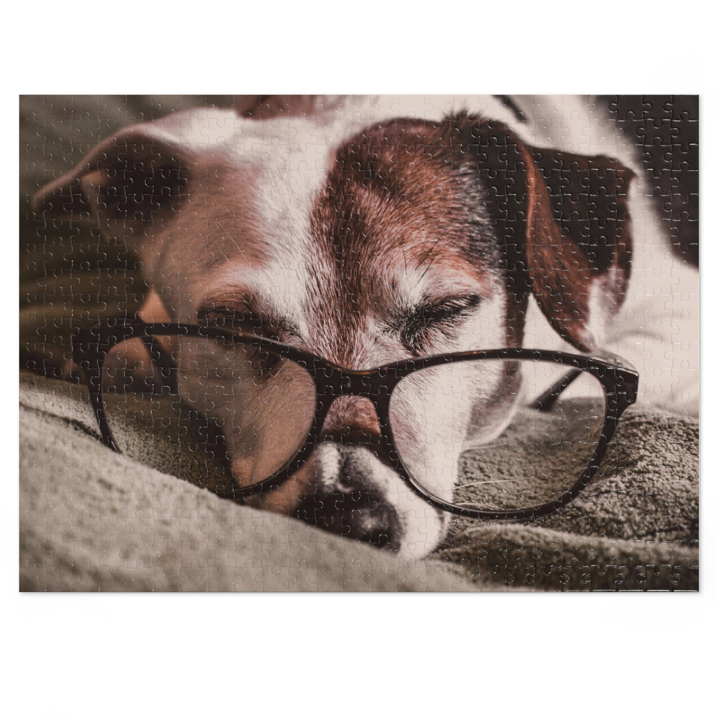 Sleepy Reader Dog Jigsaw Puzzle – Unique Gift for Book Lovers
