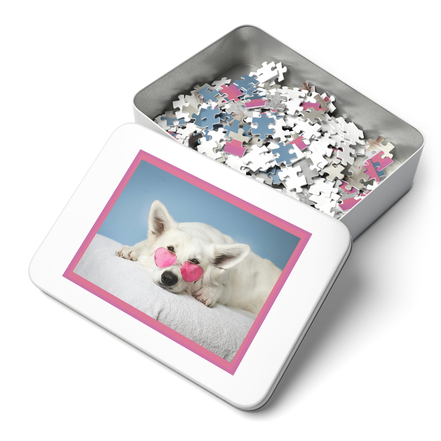 Dog with Pink Glasses Jigsaw Puzzle - Perfect Gift!